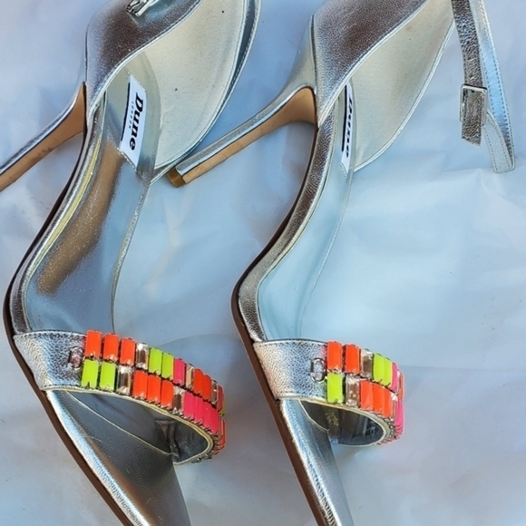 Dune Gladiator Neon Ankle Strap foil sandals 10‎ NWD - Picture 3 of 12